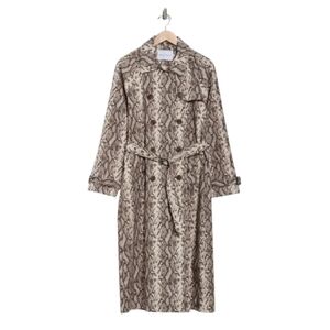 Rebecca Minkoff Snakeskin Trench Rain Coat Size Medium Longline Animal Print NWT